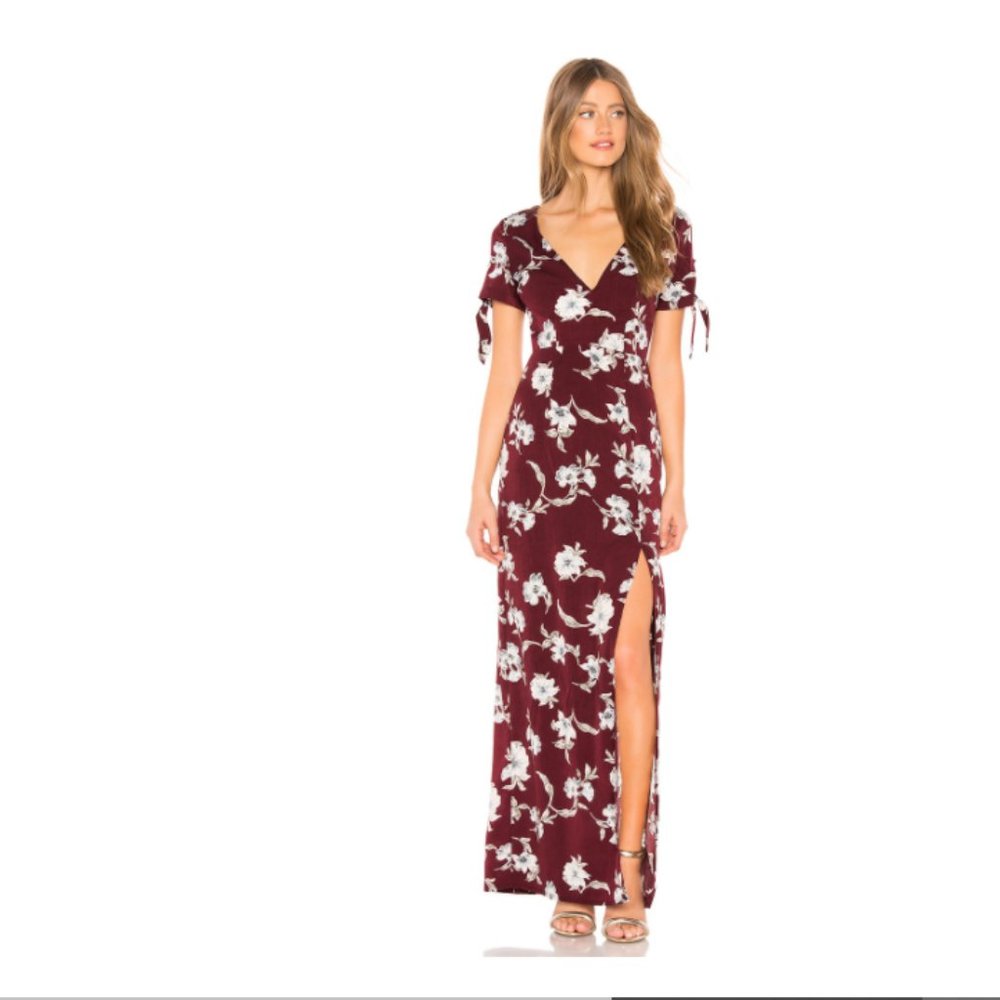 NWT About Us Aubrey Maxi Dress in Wine Red Floral